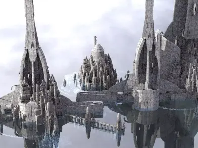 Sci Fi Towers of energy centre 2 Kitbash 3D model