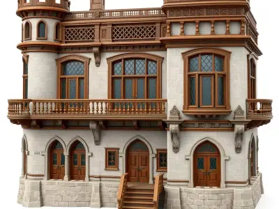 Victorian Stone Mansion model pack Low-poly 3D model