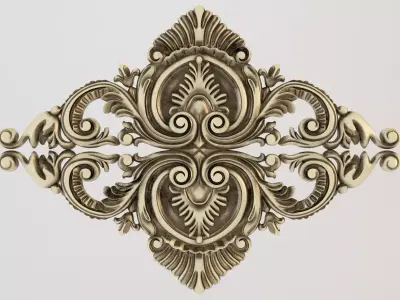 rosette gold ornate ornament 3D print model