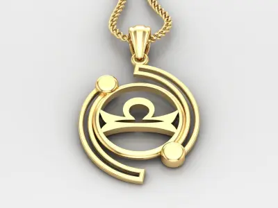 Galaxy Libra Light Gold Pendant Version 8 3D print model