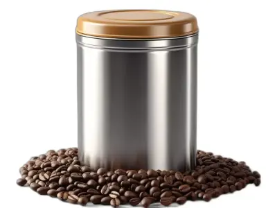 Metal Coffee Canister and Beans Low-poly 3D model