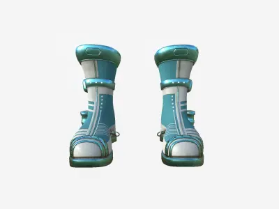 SciFi Boots A07 White Blue - Character Design Fashion Low-poly 3D model
