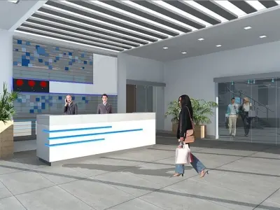 office lobby with people 3D model