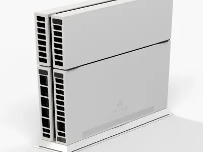 Sony PlayStation 4 Game Console with Stand White Low-poly 3D model