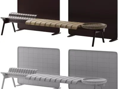 Ethimo Ace Bench without backrest by Patrick Norguet 3D model