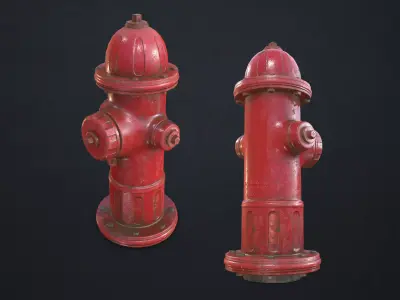 Fire Hydrant Low-poly 3D model 14