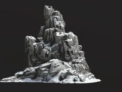 Rock Island mountains 1 snow Low-poly 3D model