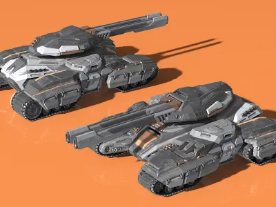  Futuristic Armored Tank Vehicle 