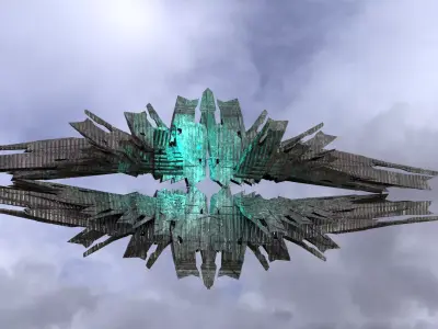 Cyberpunk Dystopian crystal Star tower 4 3D model