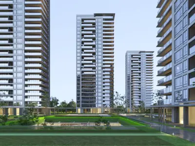 Modern Residential Towers Complex 3D model