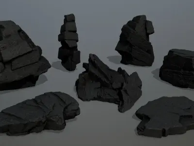Lava Rock Set Low-poly 3D model