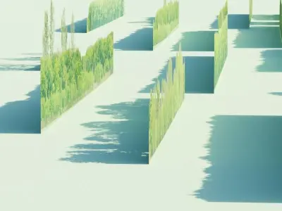 Green Trees  and Gift 3D model