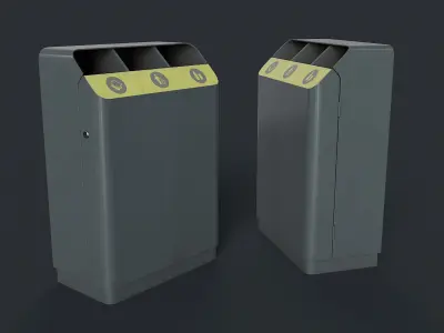 Street Trash Can 27 PBR Game Ready Low-poly 3D model