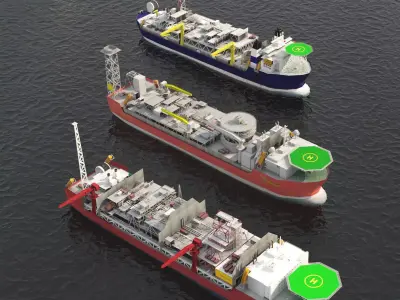 FPSO offshore platform  pack Low-poly 3D model