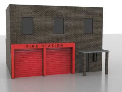 City Fire Station 3 Low-poly 3D model