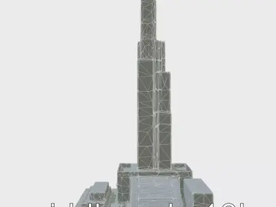 Futuristic Skyscraper Architectural Model Low-poly 3D model