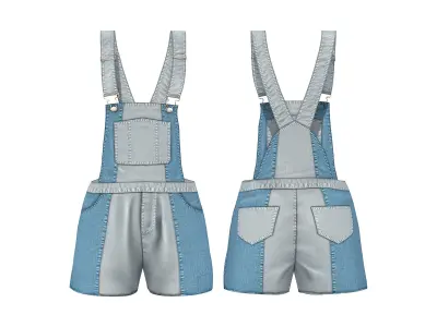 Dungaree Short Low-poly 3D model