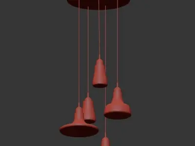 SHADOWS SET five light pendant hanging from metal frame 3D model