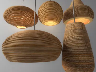 Rattan Lighting Set 3D Model Pack
