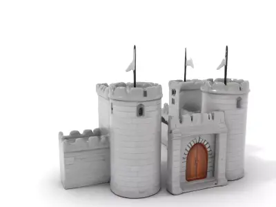 Stone Castle Fortress model pack Low-poly 3D model