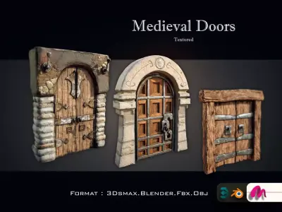 Medieval Gateway Collection Low-poly 3D model
