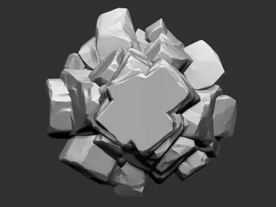 3D model of stone columns Zbrush sculpt 3D model