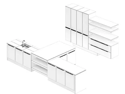 Kitchen Furniture Set 19 3D model
