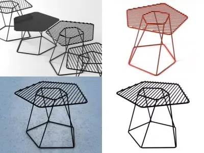 Tectonic hexagon stool Free 3D model