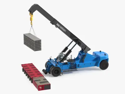  Reach Stacker NC Nielsen Loading Concrete Slabs on a Trailer 