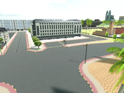 Open world City  3D model LOW POLY Game VR AR Low-poly 3D model