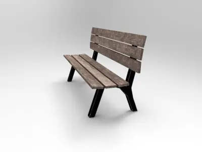 Bench wooden Low-poly 3D model