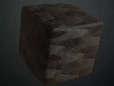 Ornate Gold and Black Damask Ceramic Tiles PBR Seamless Texture