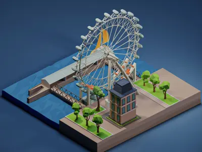 London Eye Low-poly 3D model
