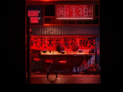 Japanese Street Tokyo Scene Architecture City Town Exterior  Low-poly 3D model