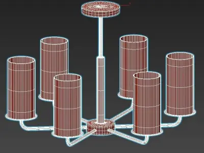 licia light brass chandelier with clear glass cylinders 3D model