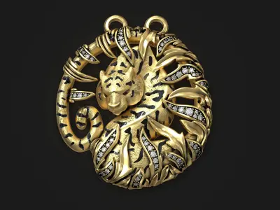 Tiger Bamboo Diamond Ruby Luxury Fashion Brand Necklace 3D print model