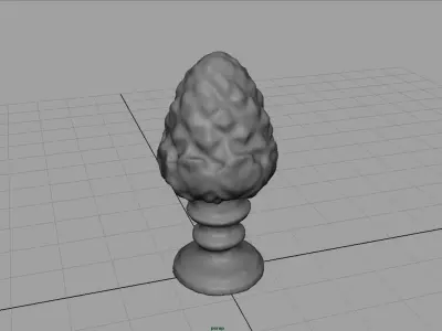 Concrete pinecone ornaments Low-poly 3D model