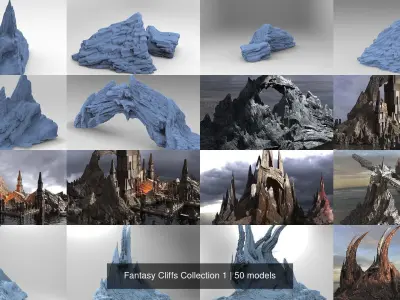 Fantasy Cliffs Collection 1 3D Model Pack