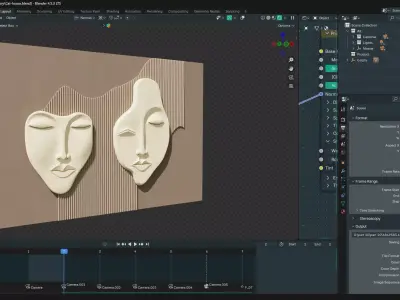 Wall decore faces 3D model