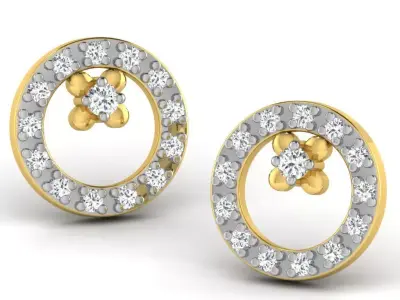 Gold Diamond Women Earring 3D print Model 3D print model 21