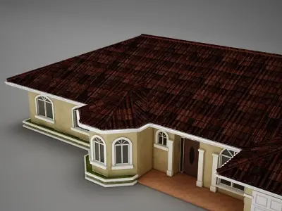 Red Latin Hacienda Modern Villa 3D model 3D model