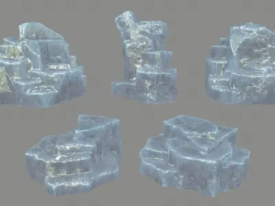 Rock Set piece of ice Low-poly 3D model