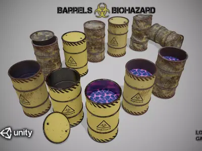 Barrels biohazard  set Low-poly 3D model