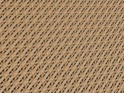 Natural Rattan Triple-Weave Lattice PBR Texture