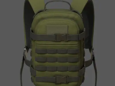 Backpack Camping military combat 3d model low poly  Low-poly 3D model