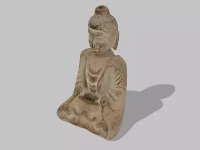 Ancient Chinese-style Buddha statue Low-poly 3D model