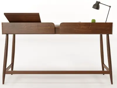 Desk set 3d model wood Low-poly 3D model