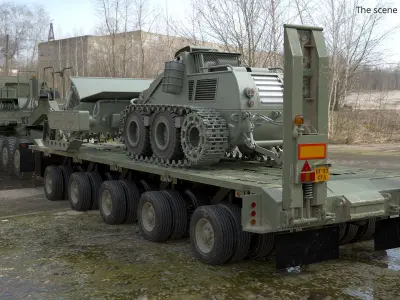  Heavy-Duty Military Truck with Demining Robot Cargo Military Green 
