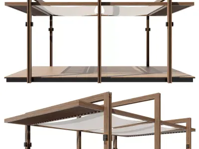 Pergola outdoor canopy with wooden frame 3D model