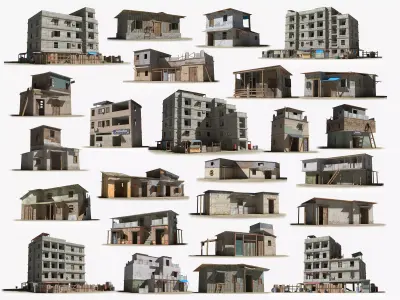 25 Slum Collection 3D Model Pack